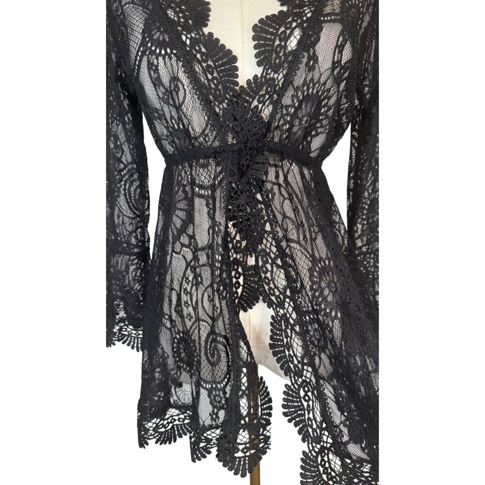 NEW Boho Gypsy XL Beach Goddess Swim Cover Up Black - Picture 6 of 13
